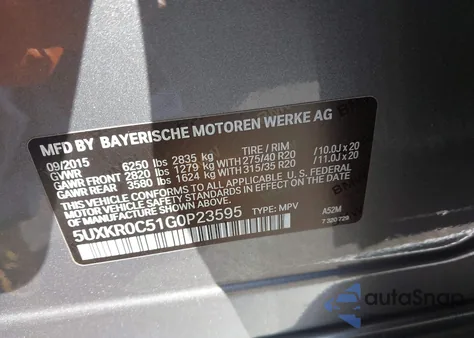 2016 BMW X5 xDrive35I from USA, damaged, VIN 5UXKR0C51G0P23595